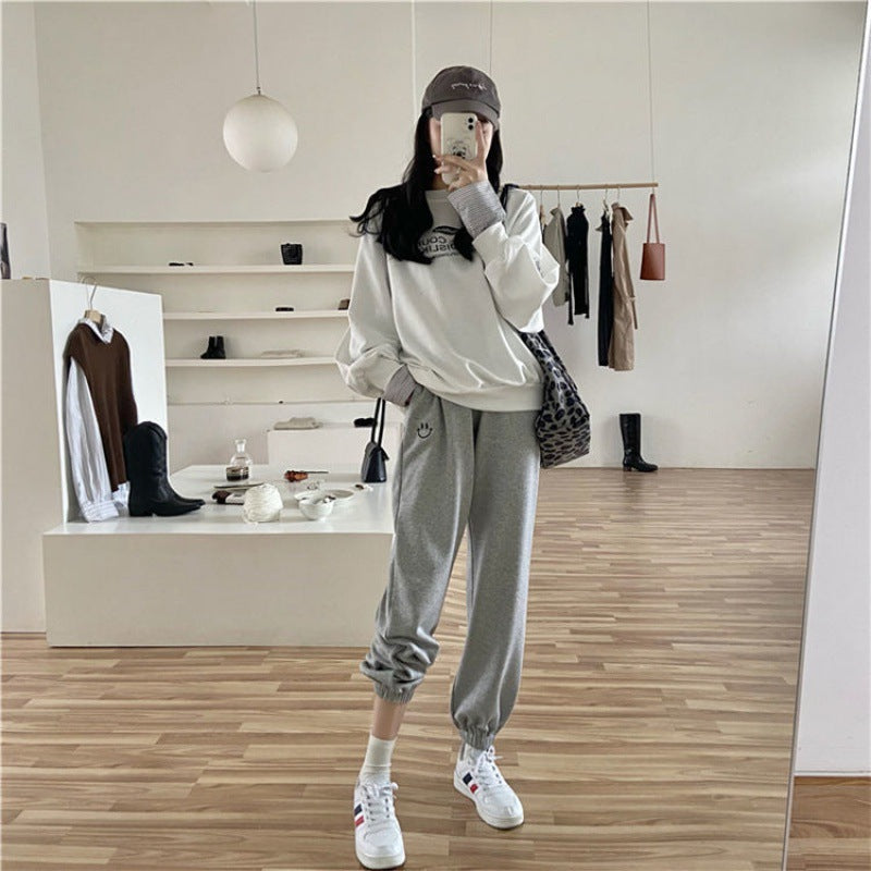 High waist slimming embroidered feet all-match pant sports
