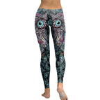 NADANBAO New Design Leggings Women Cool Owl Digital Print Flower Fitness Workout Leggins Slim Elastic Plus Size Pant Legins