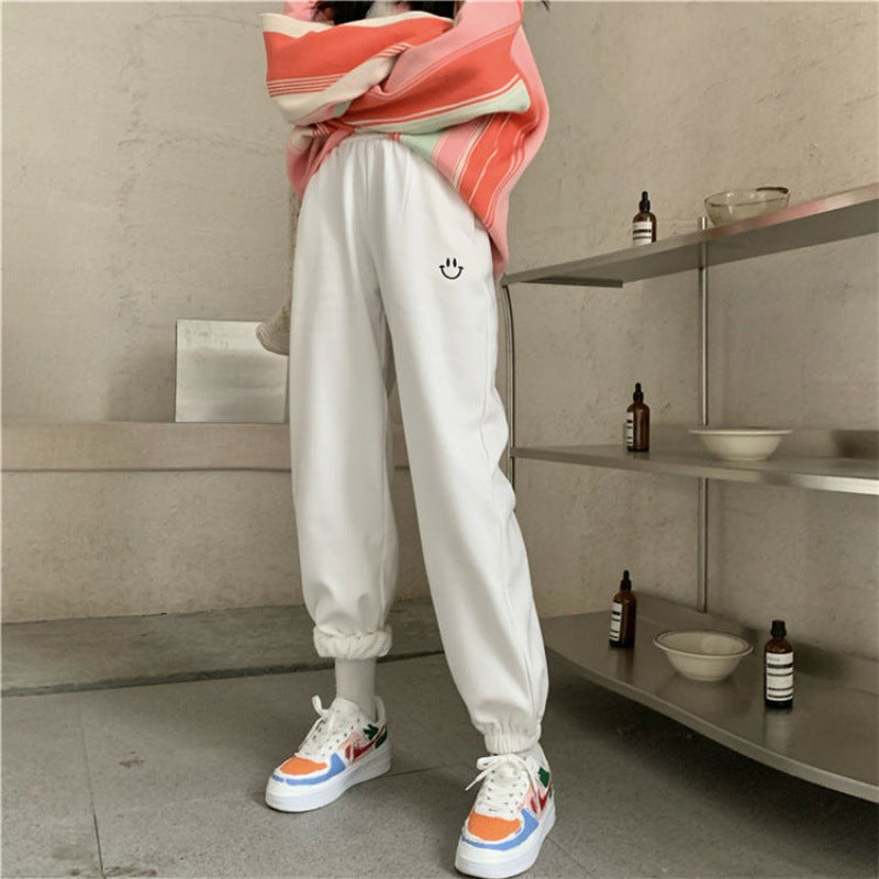 High waist slimming embroidered feet all-match pant sports