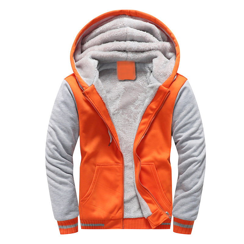 European Size European And American Men's And Women's Couple Hooded Cardigan Warm Fashion Simple Fleece Padded Coat