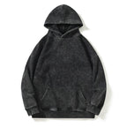 Make Old Washed Wax Printed Cotton Sweatshirt Loose Fit