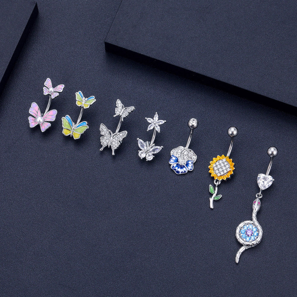New Zircon Navel Stud Drop Oil Piercing Jewelry