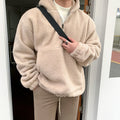 Lamb Wool Trend Plus Fleece Thickened Loose Hooded Cotton Suit