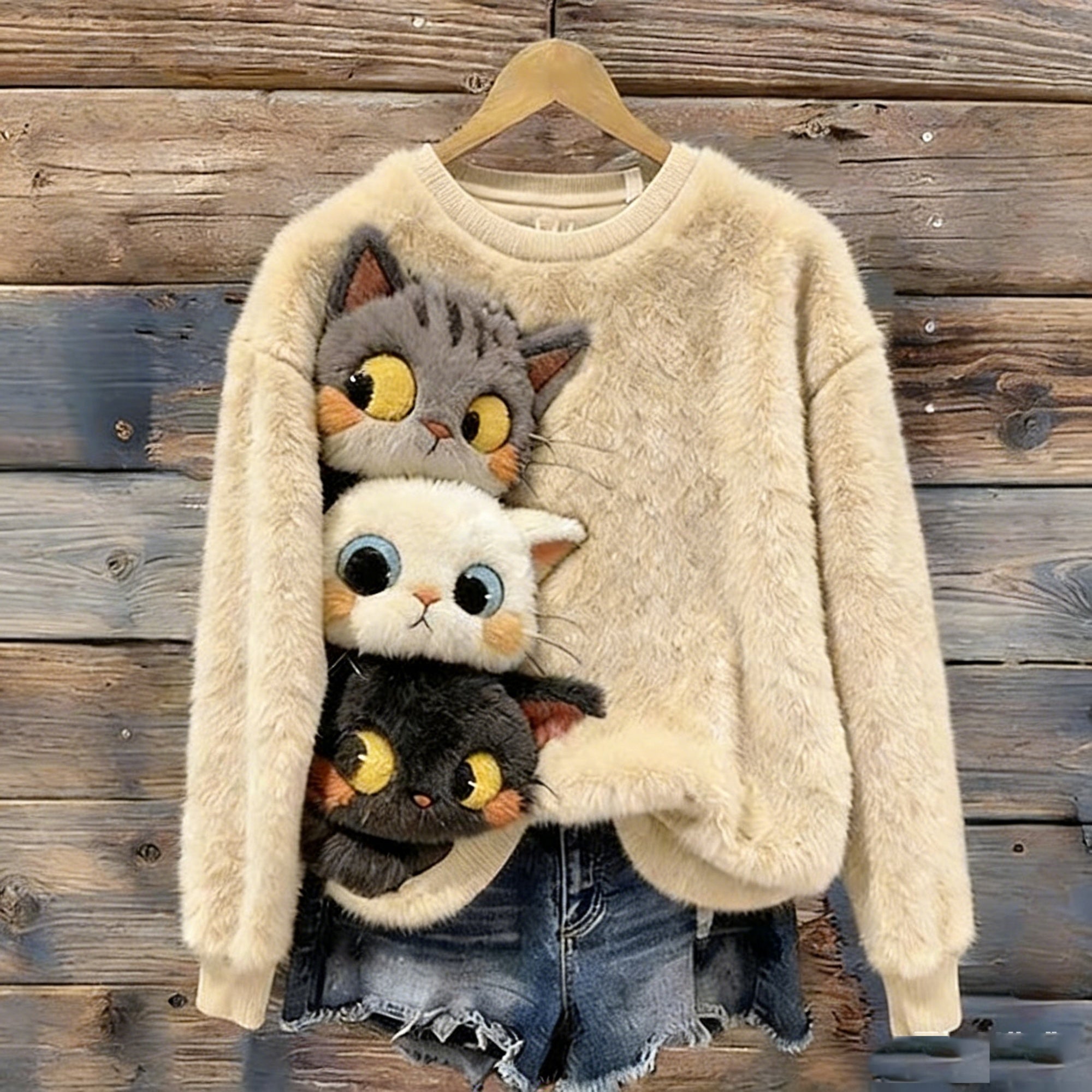 New Christmas Cute Pet Series Crewneck Hoodie With Printed Designs