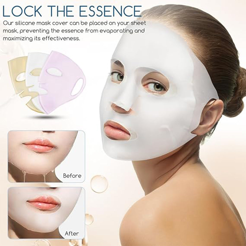 Didiseaon 3Pcs Reusable Silicone Face Mask Covers Set - Soft Non-Slip Skin Care Mask Cover For Sheet Essence Locking And Enhanced Absorption