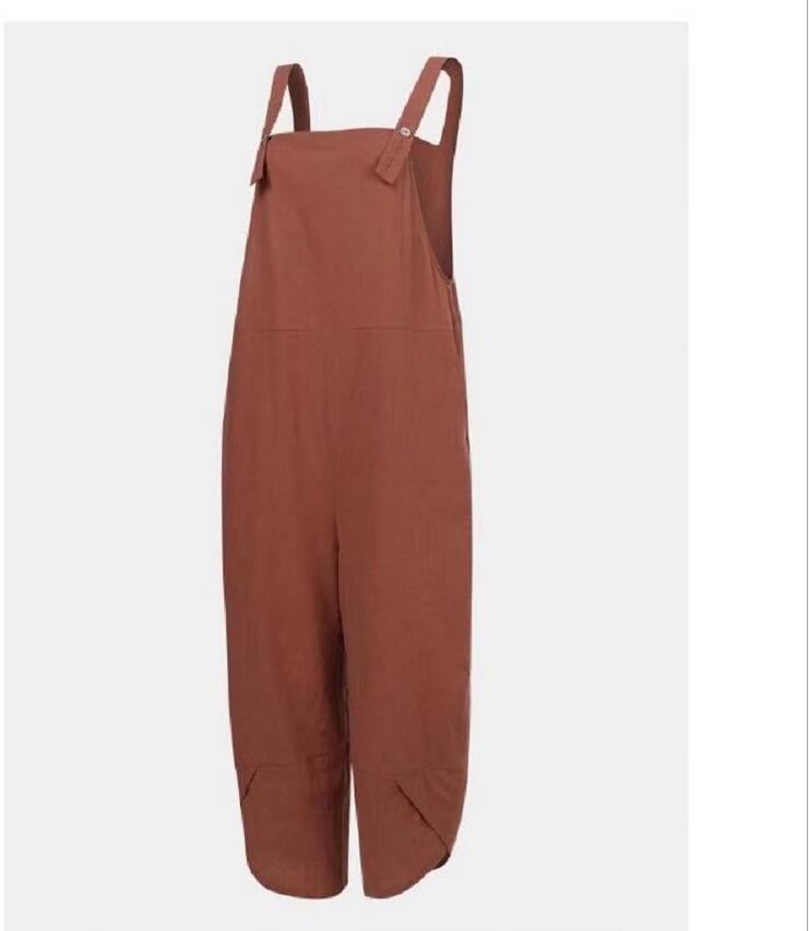 Women's Jumpsuits With Pockets Solid Color Casual Cropped Overalls Long Pant Romper