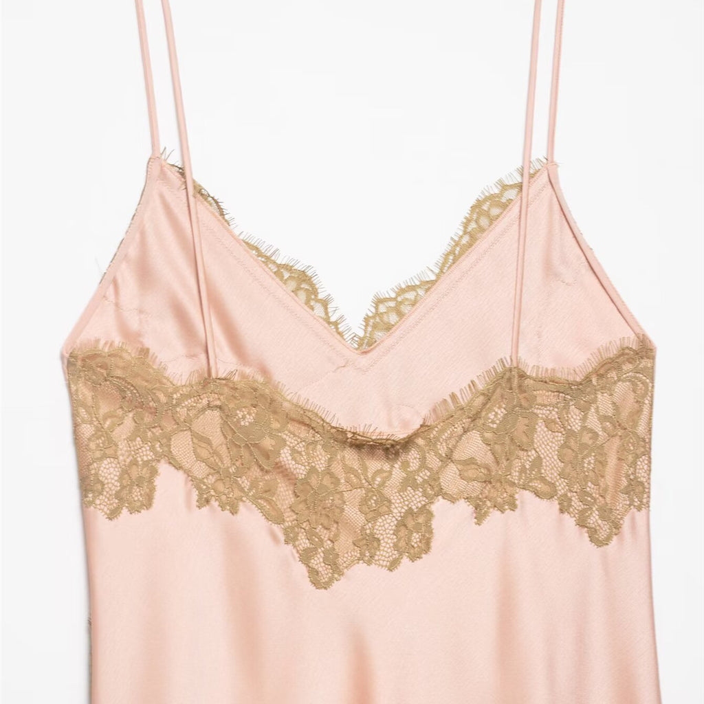 European And American-style Satin Lace Slip Dress For Women