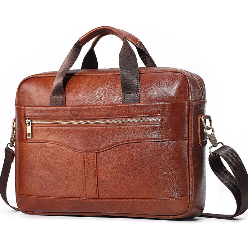 Men Official Document First Layer Leather Crossbody Bag