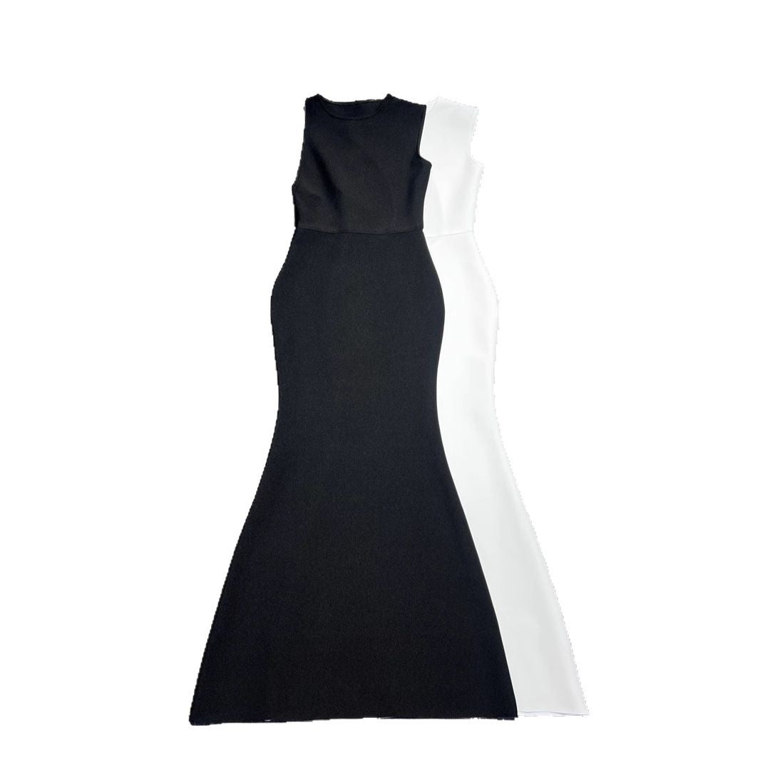 Round-neck Figure-hugging Slimming Backless Bandage Fishtail Dress