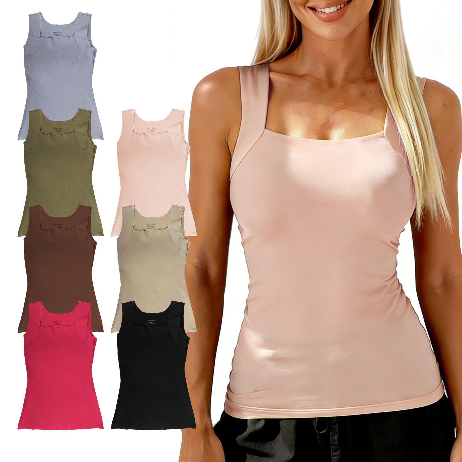Square-neck Chest-padded Base Shirt For Women