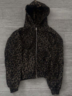 Autumn Fashion Harajuku Instagram High Street Trend Retro Leopard Print Zip-up Hoodie Casual Pants