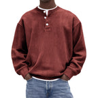 Mens Casual And Stylish Corduroy Ribbed Pullover