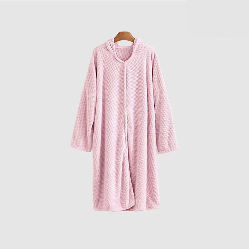 Pineapple-grain Long-sleeve Hooded Bathrobe Pajamas