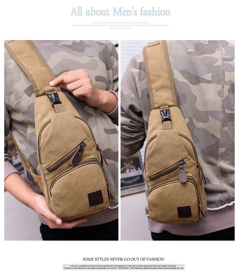 Wholesale new Leisure Canvas chest bag men skew bag Korean tide fashion bag backpack student sports bag