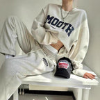 Gray Hoodie And Pants Fashion Running Two-piece Set Trendy