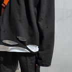 Korean Version Of Cotton Tattered Sweater