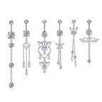 Zircon Tassel Belly Ring Navel Stud Piercing Jewelry