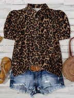 Elegant Leopard-Print Blouse For Women