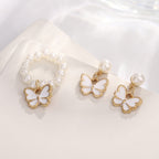 Pearl Butterfly Jewelry Set Drip Oil