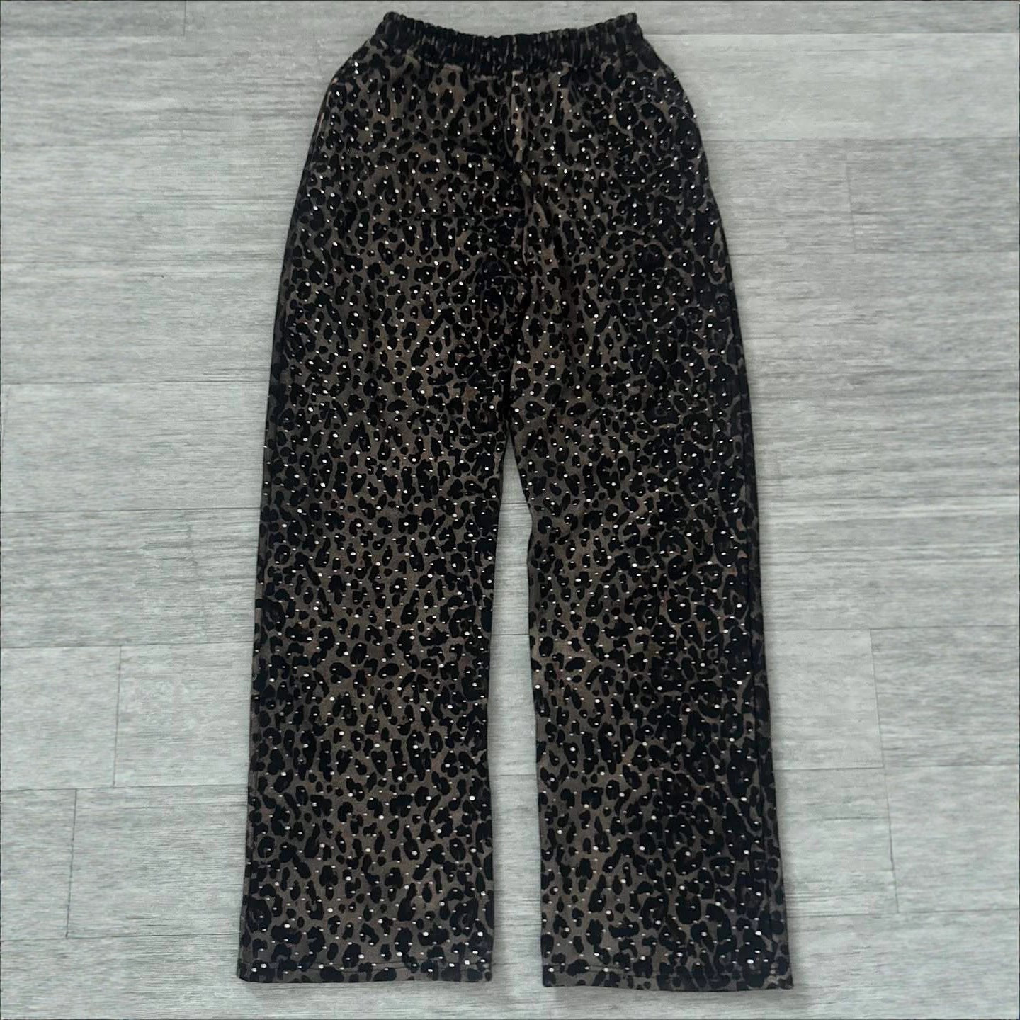 Autumn Fashion Harajuku Instagram High Street Trend Retro Leopard Print Zip-up Hoodie Casual Pants