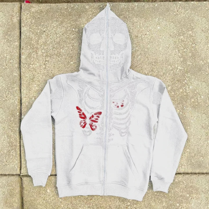 Cartoon Printed Camouflage Patchwork Cardigan Zip Hoodie