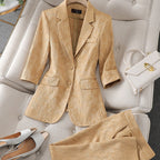 Half Sleeve Blazer And Pant Suit Ladies Women Female Jacket