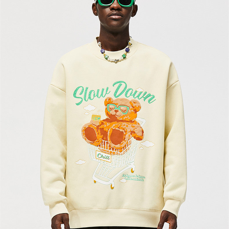 Polar Fleece Suede Foam Bear Round Neck Sweater