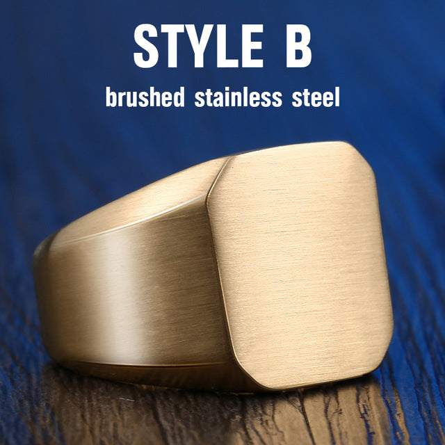 Beier new store 316L Stainless Steel ring top quality High Polished Signet Solid Biker Ring for men fashion Jewelry LLBR8-177R