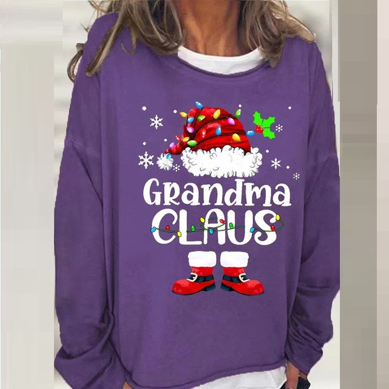 Women's Round Neck Long Sleeve Casual Printed Sweater