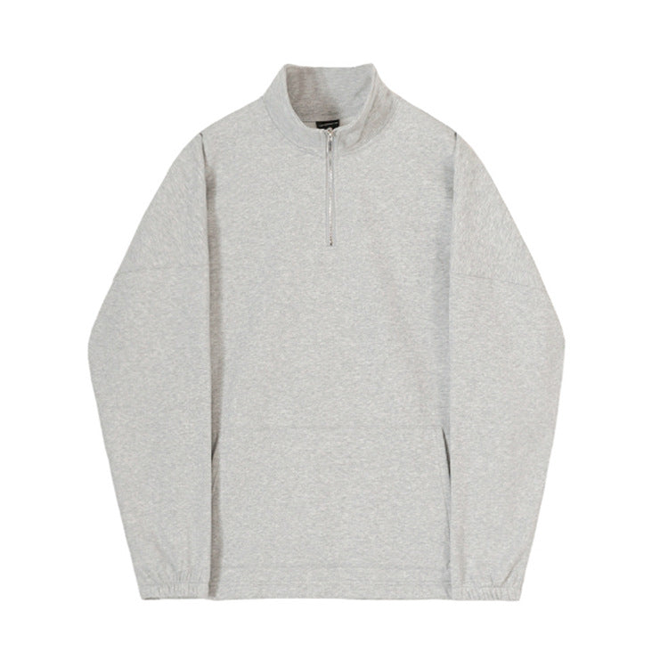 Casual Long Sleeve Loose Coat Half High Neck Zipper Sweater For Men