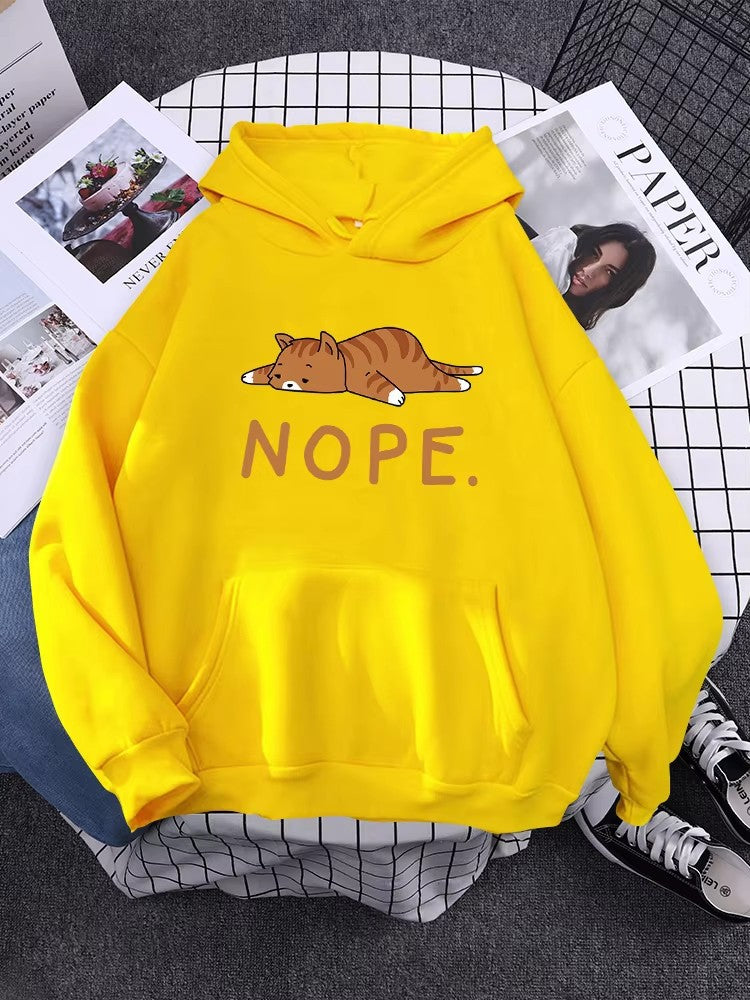 New Autumnwinter Cat-print Fleece Hoodiessoothing And Cozy