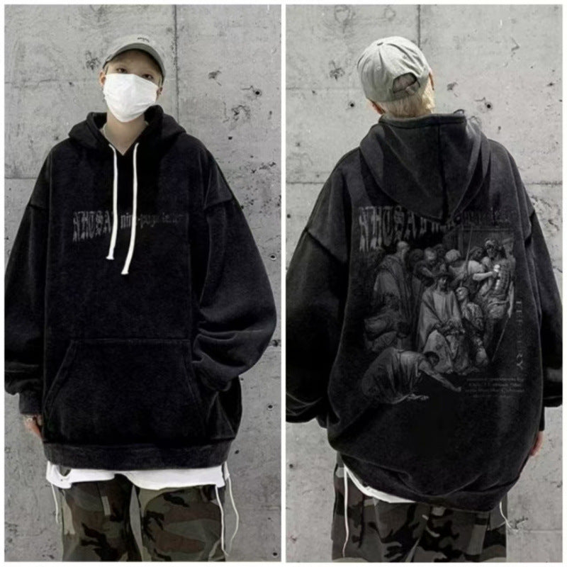 Mens American-style Fleece-lined Hoodie For Fall And Winter