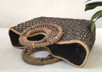 Wooden handle beach bag handbag