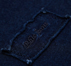 Men's Blue Dyed Knitted Denim Long Sleeve T-shirt Pocket Decoration Wash Water Top