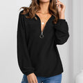 Fashionable Casual Pullover V-Neck Solid Color Loose Sweatshirt