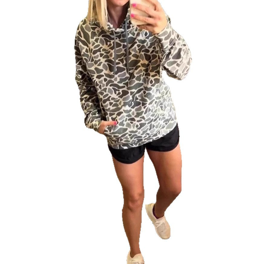 Retro Unisex Digital Print Loose-Fit Hooded Sweatshirt Jacket