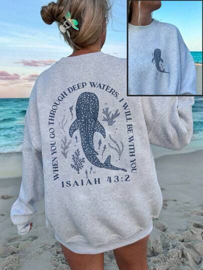 Women's Casual Simple Heart-Printed Loose-Fitting