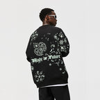 Luminous Cashew Flower Print Polar Fleece Hoodie