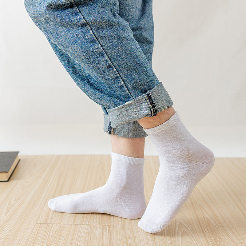 SpringAutumn Solid Color Versatile Mid-Calf Womens Socks