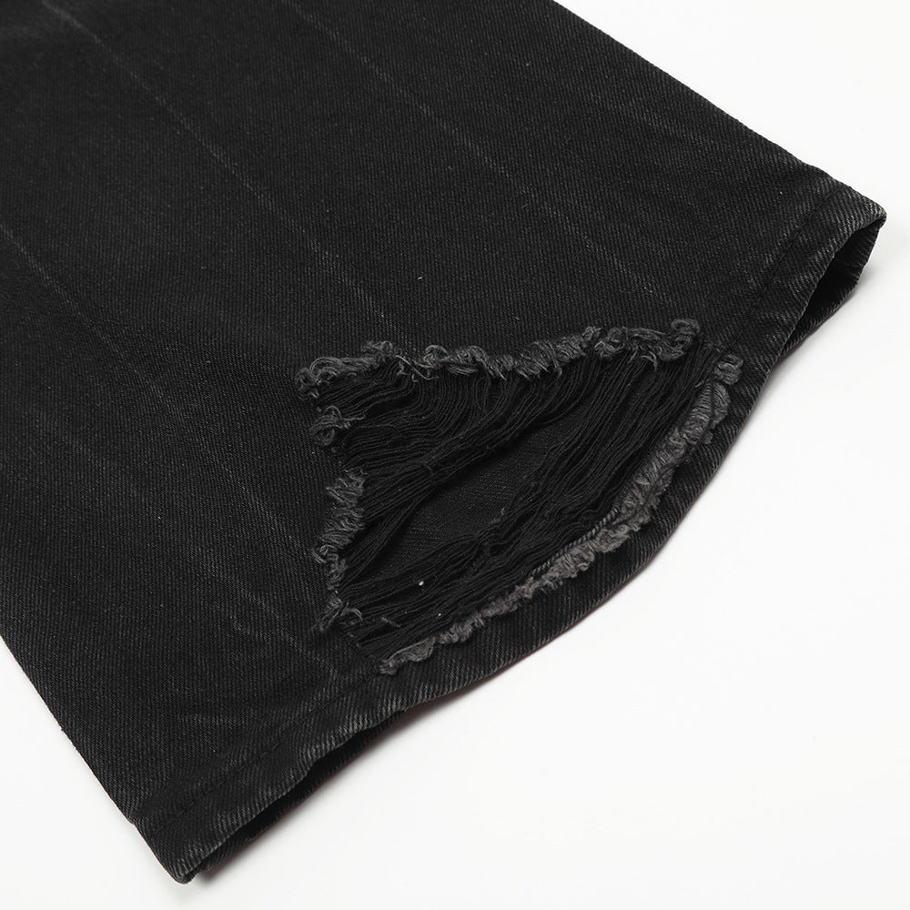 Fashion Denim Ripped Straight Pants Men