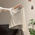 Fake Two-piece Embroidered Off-shoulder Long Sleeves