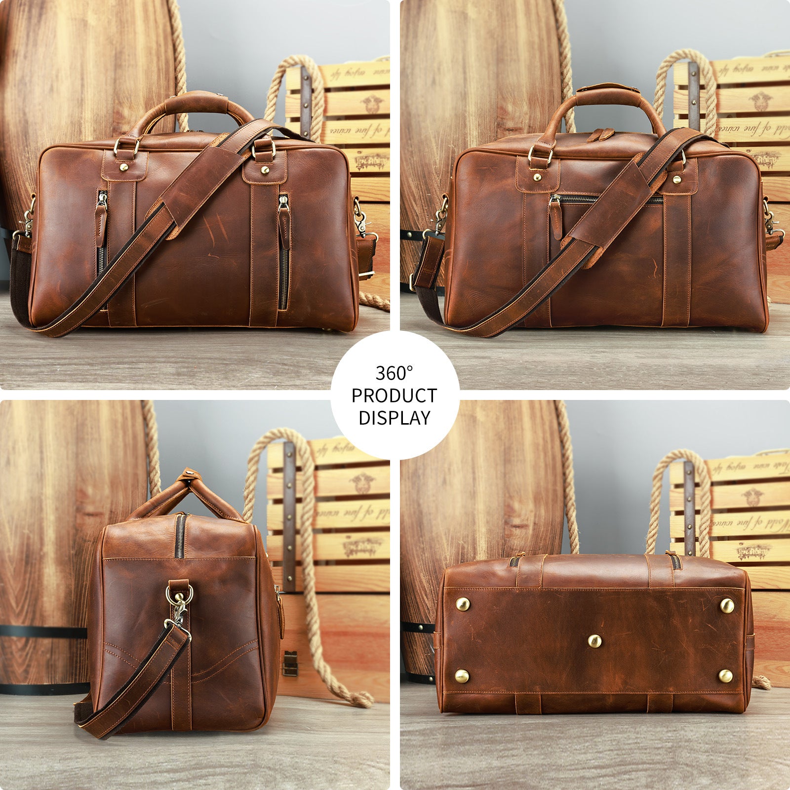 Retro Short-distance Travel Bag Genuine Leather Men