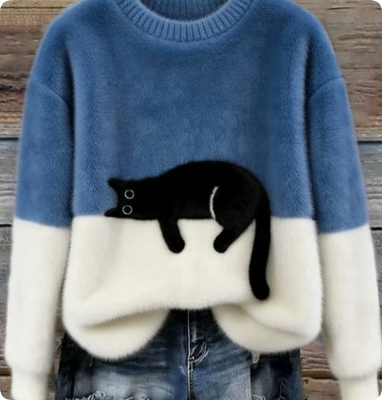 Womens Christmas Pullover Fleece Long-Sleeve Sweater
