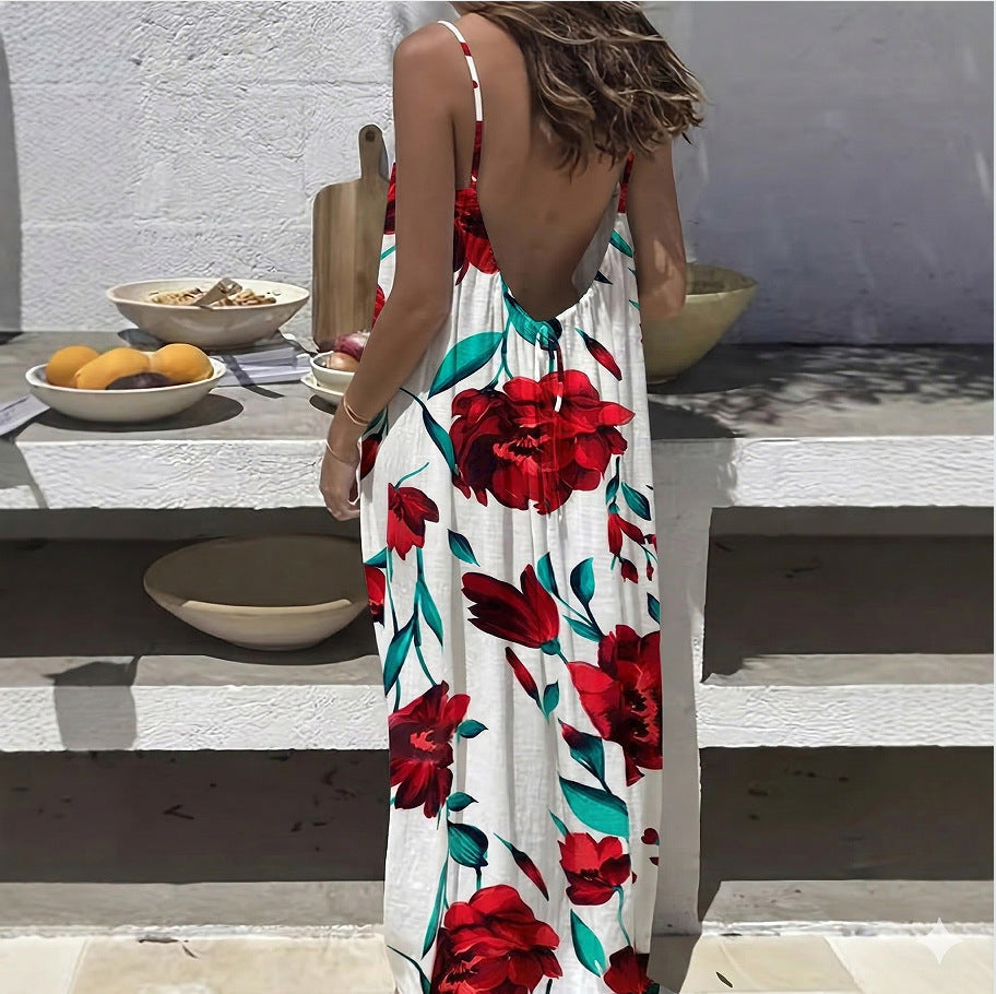 Womens Strap Coat Backless Loose Casual Dress