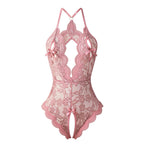 European And American Plus-Size Lace Open-Crotch Bodysuit