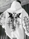 Mens 3D Digital Print Hoodie With Angel Wings Pattern