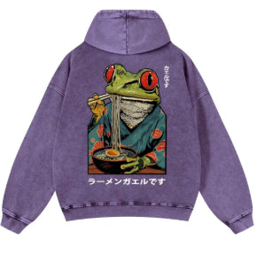 Pure Cotton Washed Vintage Hooded Sweatshirt With Double-layer Hood