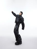 Design PU Leather Coat Heavy Stitching Motorcycle Clothing Suit Men