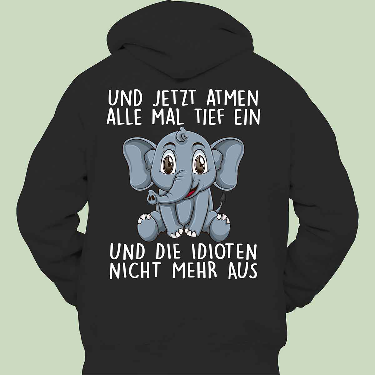 Loose Hooded Sweater Men's And Women's Same Elephant Printed Long Sleeve Idle Style