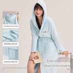 Water-absorbing Hooded Thickened Coral Fleece Bathrobe